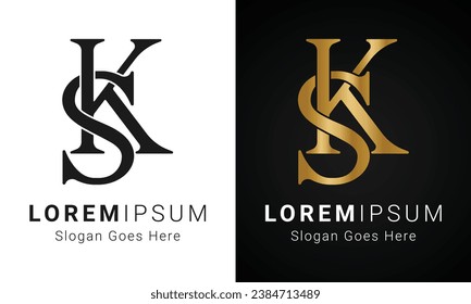 Luxury Initial SK or KS Monogram Text Letter Logo Design