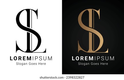 Luxury Initial SL or LS Monogram Text Letter Logo Design