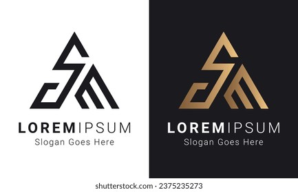 Luxury Initial SM or MS Monogram Text Letter Logo Design