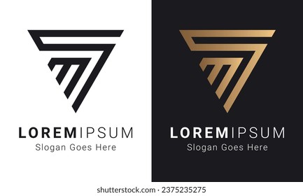 Luxury Initial SM or MS Monogram Text Letter Logo Design