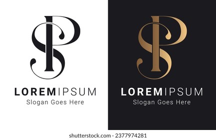 Luxury Initial SP or PS Monogram Text Letter Logo Design