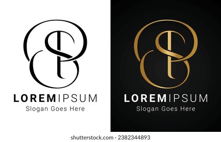 Luxury Initial SP or PS Monogram Text Letter Logo Design