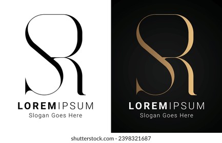 Luxury Initial SR or RS Monogram Text Letter Logo Design