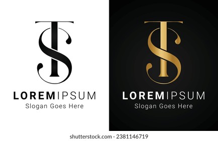 Luxury Initial ST or TS Monogram Text Letter Logo Design
