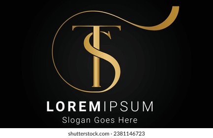 Luxury Initial ST or TS Monogram Text Letter Logo Design