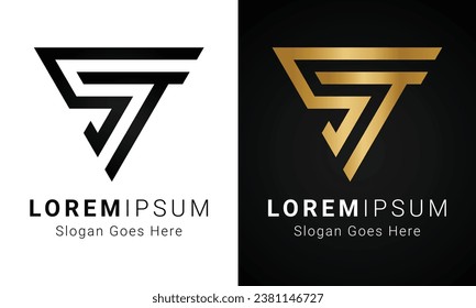 Luxury Initial ST or TS Monogram Text Letter Logo Design