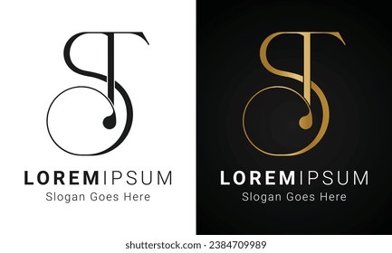 Luxury Initial ST or TS Monogram Text Letter Logo Design