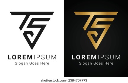 Luxury Initial ST or TS Monogram Text Letter Logo Design