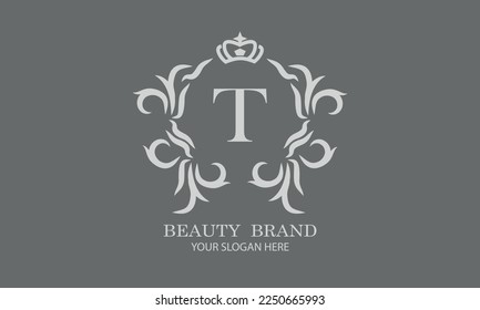 Luxury initial T logo template for restaurant, royalty, boutique, cafe, hotel, heraldic, jewelry, fashion and other vector illustrations