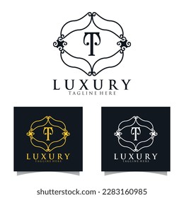 Luxury initial T Logo template for Restaurant Royalty Boutique Cafe Hotel Heraldic Jewelry etc