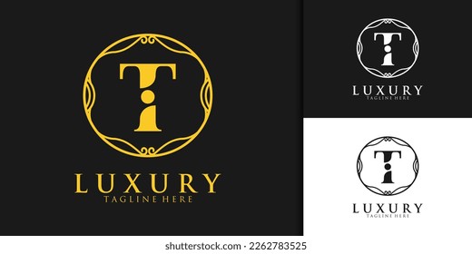 Luxury initial T iT Ti logo design template	