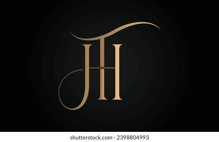 Luxury Initial TH or HT Monogram Text Letter Logo Design