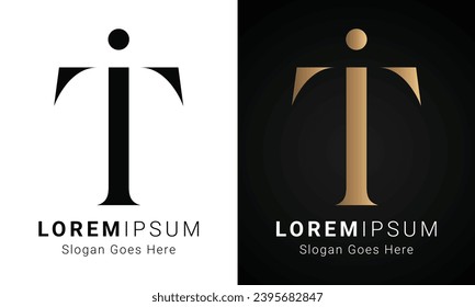 Luxury Initial IT or TI Monogram Text Letter Logo Design