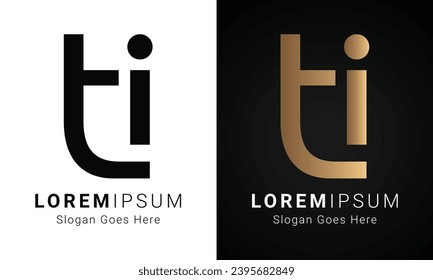 Luxury Initial IT or TI Monogram Text Letter Logo Design