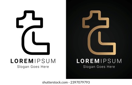 Luxury Initial TL or LT Monogram Text Letter Logo Design