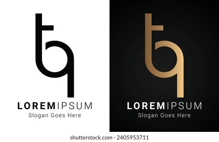 Luxury Initial TQ or QT Monogram Text Letter Logo Design