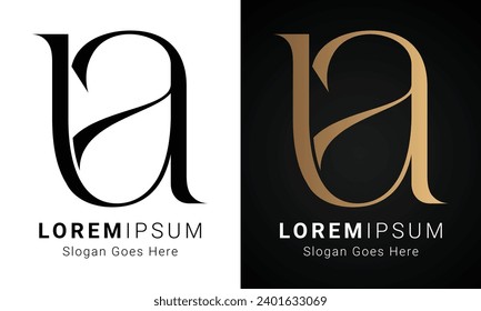 Luxury Initial UA or AU Monogram Text Letter Logo Design