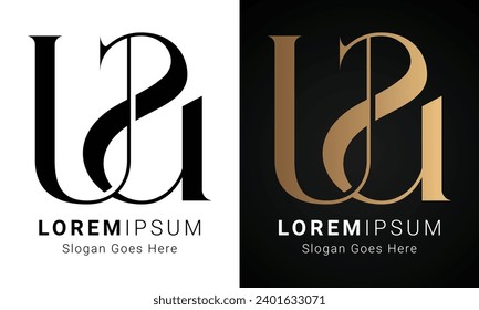 Luxury Initial UA or AU Monogram Text Letter Logo Design