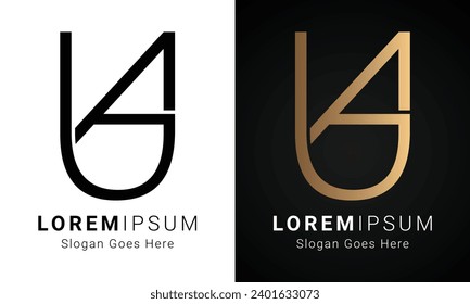 Luxury Initial UA or AU Monogram Text Letter Logo Design