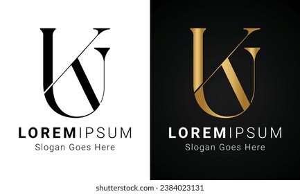 Luxury Initial UK or KU Monogram Text Letter Logo Design