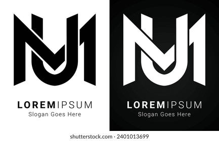 Luxury Initial UM or MU Monogram Text Letter Logo Design