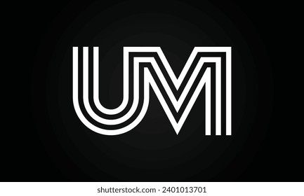 Luxury Initial UM or MU Monogram Text Letter Logo Design