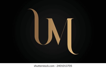 Luxury Initial UM or MU Monogram Text Letter Logo Design