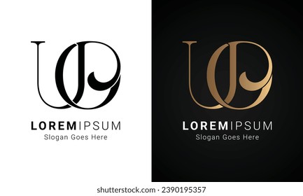 Luxury Initial UO or OU Monogram Text Letter Logo Design