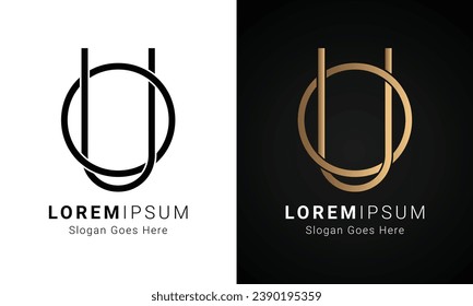 Luxury Initial UO or OU Monogram Text Letter Logo Design