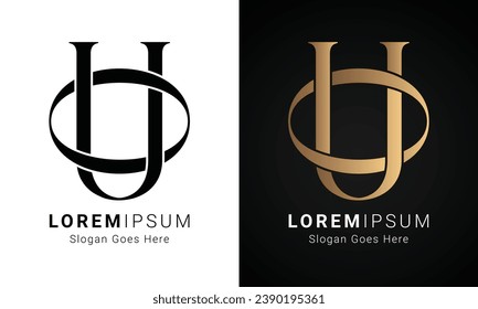 Luxury Initial UO or OU Monogram Text Letter Logo Design