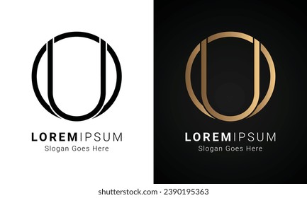 Luxury Initial UO or OU Monogram Text Letter Logo Design