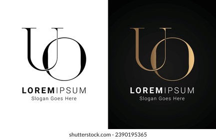 Luxury Initial UO or OU Monogram Text Letter Logo Design