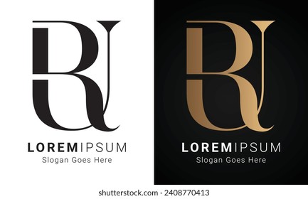 Luxury Initial UR or RU Monogram Text Letter Logo Design