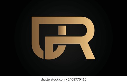 Luxury Initial UR or RU Monogram Text Letter Logo Design