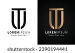 Luxury Initial UT or TU Monogram Text Letter Logo Design