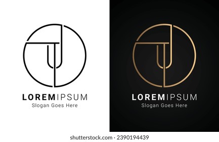 Luxury Initial UT or TU Monogram Text Letter Logo Design