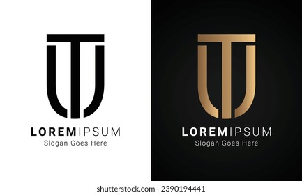 Luxury Initial UT or TU Monogram Text Letter Logo Design