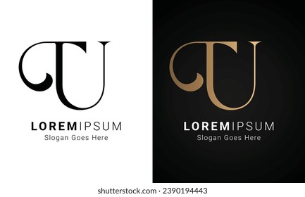 Luxury Initial UT or TU Monogram Text Letter Logo Design