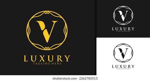 Luxury initial V logo design template