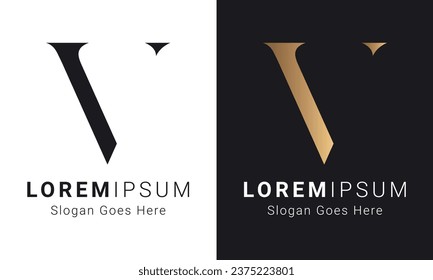 Luxury Initial V Monogram Text Letter Logo Design