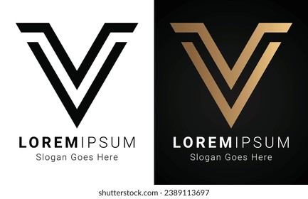 Luxury Initial V Monogram Text Letter Logo Design