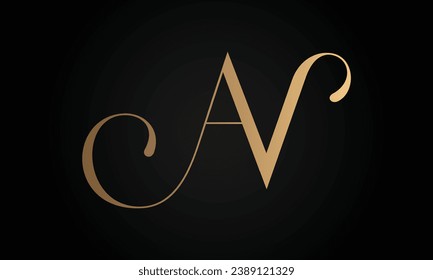 Luxury Initial VA or AV Monogram Text Letter Logo Design