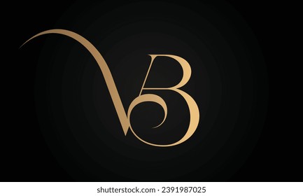 Luxury Initial VB or BV Monogram Text Letter Logo Design