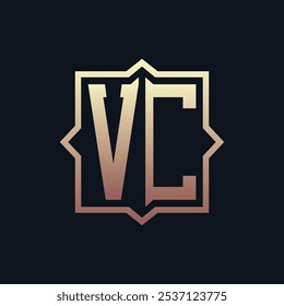 Luxury Initial VC Monogram Logo Design . Elegant Emblem Letter VC Logo Design for Business and Corporate Identity