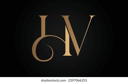 Logo-Design für den ersten VH- oder HV-Monogram-Textbrief von Luxury