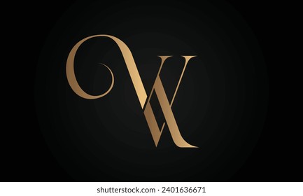 Luxury Initial VK or KV Monogram Text Letter Logo Design
