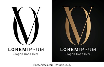 Luxury Initial VO or OV Monogram Text Letter Logo Design