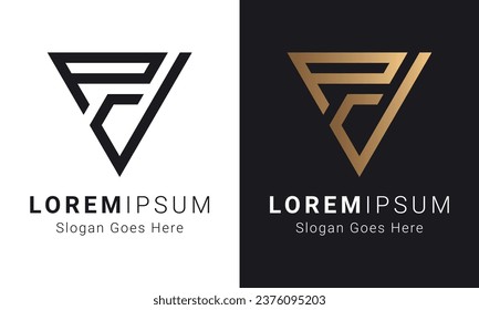 Luxury Initial VP or PV Monogram Text Letter Logo Design