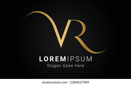 Luxury Initial VR or RV Monogram Text Letter Logo Design