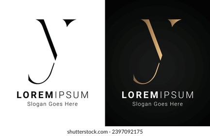Logo-Design des ersten VY- oder YV-Monogram-Textbriefs von Luxury